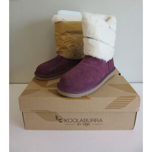 Koolaburra by UGG Dezi Short Plum US 8 Faux Fur Suede Lugged Sole Warm Booties